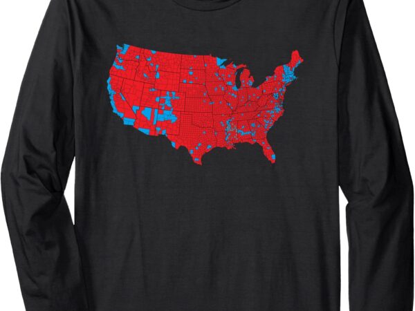 Red wave map of usa in the 2024 presidential election maga long sleeve t-shirt