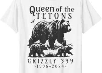 Retro Bear Queen Of The Tetons Grizzly 399 National Park T-Shirt