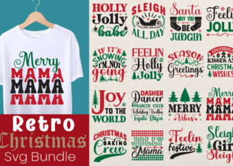 Retro christmas t-shirt bundle retro christmas svg bundle