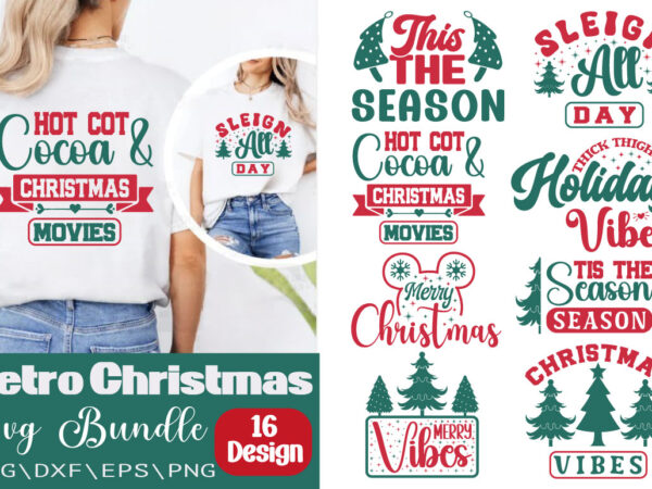 Retro christmas t-shirt bundle retro christmas svg bundle