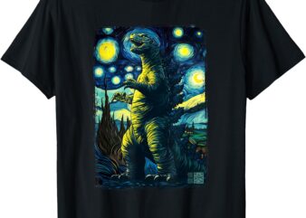 Retro Classic Starry Night Legendary Japanese Kaiju T-Shirt