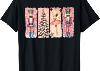 Retro Nutcracker Ballet Pink Christmas Xmas Vibes Women Kids T-Shirt