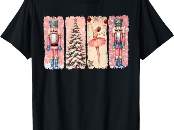 Retro nutcracker ballet pink christmas xmas vibes women kids t-shirt