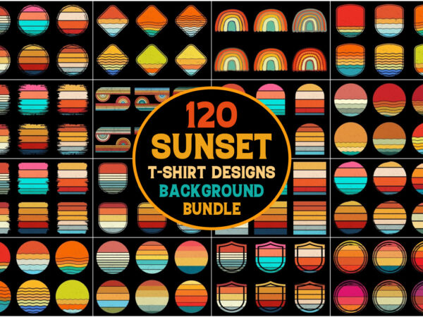 Sunset retro vintage grunge background bundle t shirt template vector