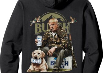 Retro Trump Hunting Deer Funny Beer Drinking Hunting ON BACK Pullover Hoodie