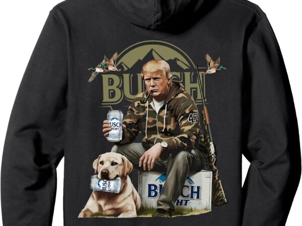 Retro trump hunting deer funny beer drinking hunting on back pullover hoodie t shirt design online