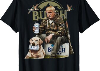 Retro Trump Hunting Deer Funny Beer Drinking Hunting ON BACK T-Shirt