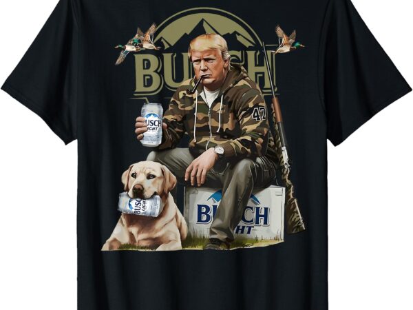 Retro trump hunting deer funny beer drinking hunting on back t-shirt