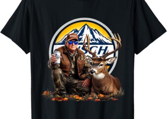 Retro Trump Hunting Deer MAGA Beer Drinking Beer Hunting T-Shirt