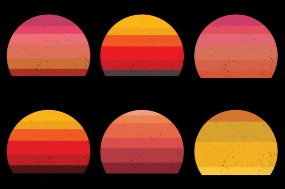 Retro Vintage Sunset Grunge Background Bundle