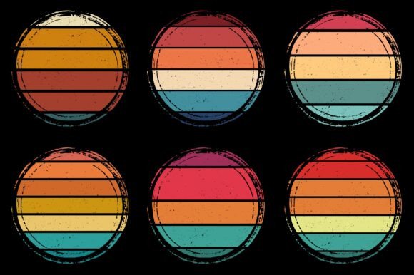 Retro Vintage Sunset Grunge Background Bundle