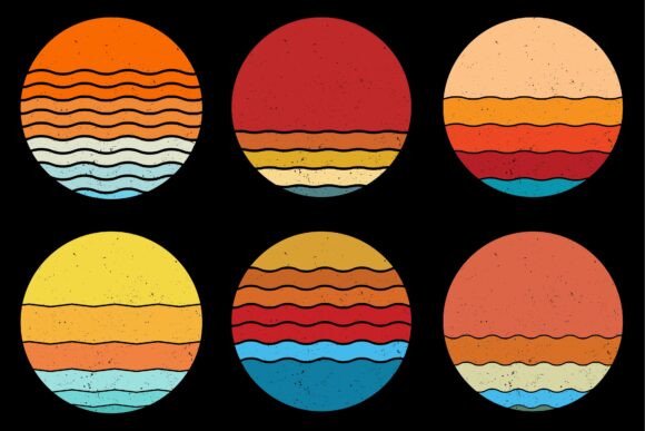 Retro Vintage Sunset Grunge Background Bundle