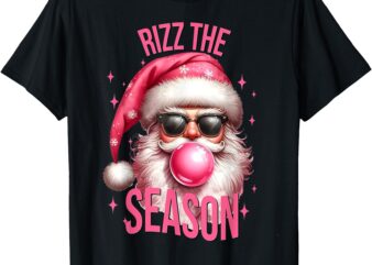 Rizz The Season Funny Christmas Rizzmas Pink Santa Rizzler T-Shirt