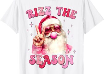 Rizz The Season Santa Pink Bubble Gum Rizzmas Christmas Kids T-Shirt