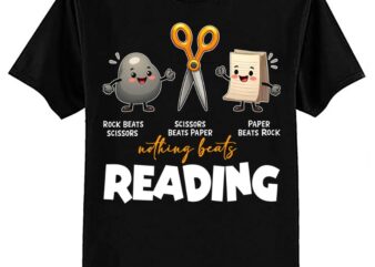 Rock Paper Scissor Reading Book Reading Teacher Bookworm T-Shirt ltsp