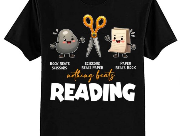 Rock paper scissor reading book reading teacher bookworm t-shirt ltsp