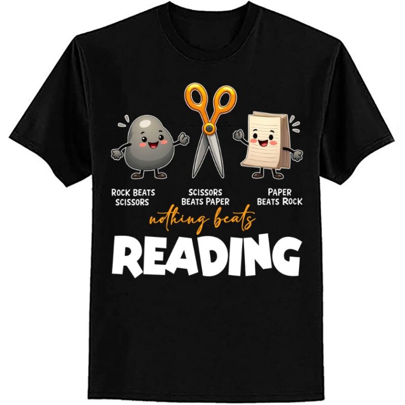 Rock Paper Scissor Reading Book Reading Teacher Bookworm T-Shirt ltsp