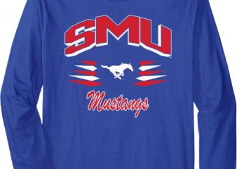 SMU Mustangs Retro Diamond Blue Officially Licensed Long Sleeve T-Shirt