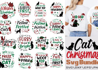 Cat Christmas T-shirt Bundle Cat Christmas Svg Bundle