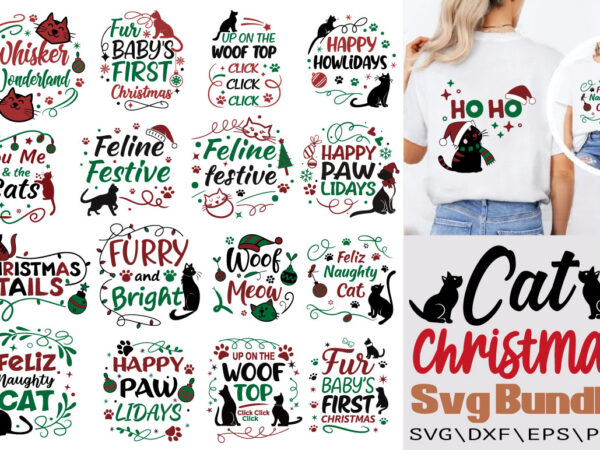 Cat christmas t-shirt bundle cat christmas svg bundle