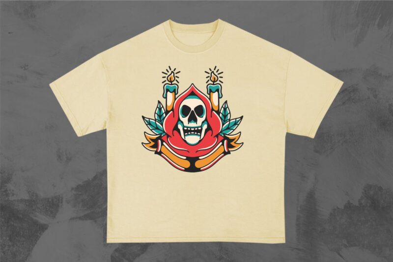 Saint Skull Tattoo Style T-shirt Design