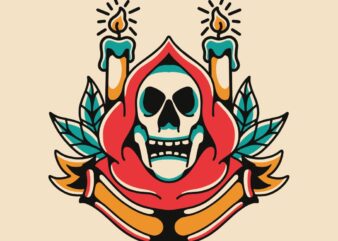 Saint Skull Tattoo Style T-shirt Design