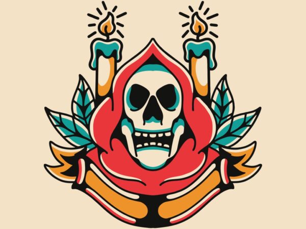 Saint skull tattoo style t-shirt design