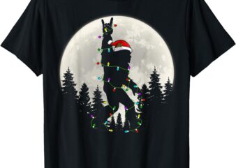 Santa Bigfoot Christmas Lights Funny Xmas Sasquatch Men Boys T-Shirt