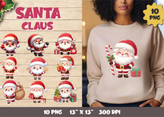 Santa Claus Cartoon. Clipart, PNG.