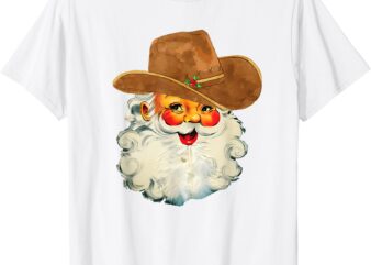 Santa Cowboy Western Christmas Xmas Holiday Pajamas T-Shirt