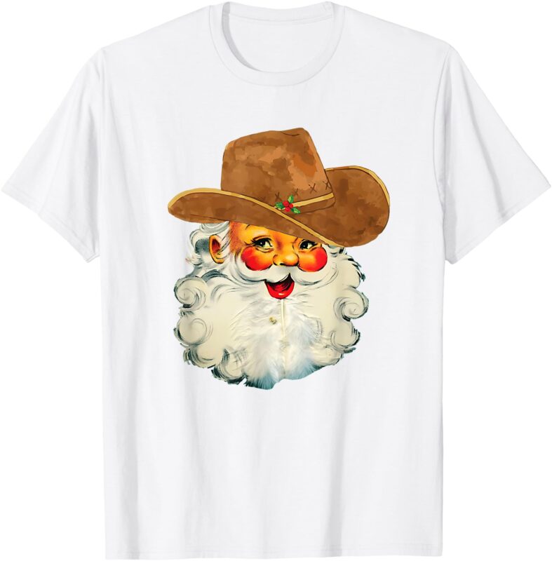 Santa Cowboy Western Christmas Xmas Holiday Pajamas T-Shirt