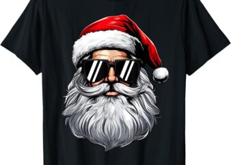 Santa Face Retro Sunglasses Christmas Shirts For Mens Boys T-Shirt