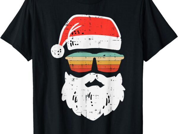 Santa face retro sunglasses christmas xmas men women kids t-shirt