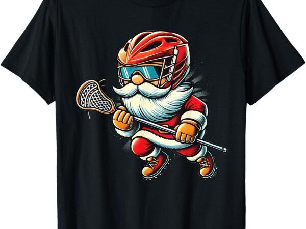 Santa playing lacrosse funny lacrosse lax player christmas t-shirt