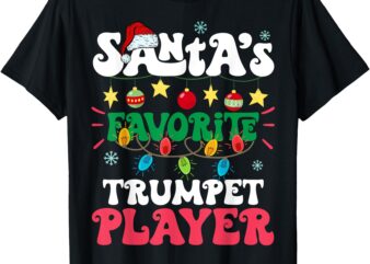 Santa’s Favorite Trumpet Player Santa Hat Light Christmas T-Shirt