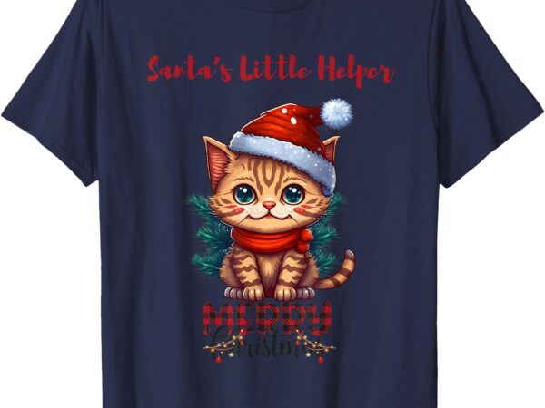 Santa’s little helper- cute cat merry christmas animal art t-shirt