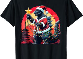 Santazilla Japanese Monster Kaiju Dinosaur Christmas T-Shirt