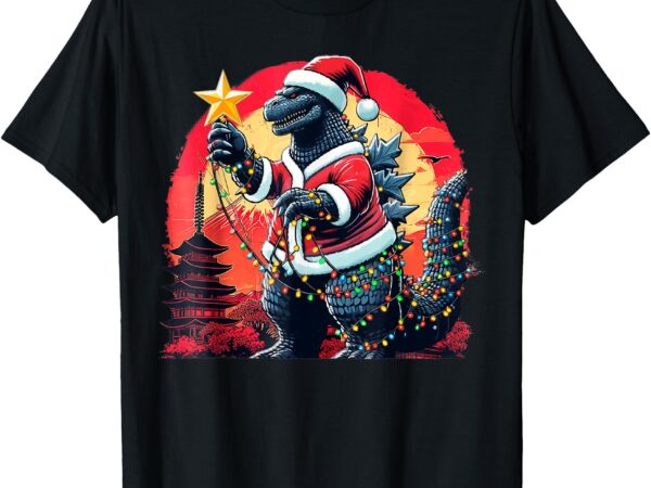 Santazilla japanese monster kaiju dinosaur christmas t-shirt