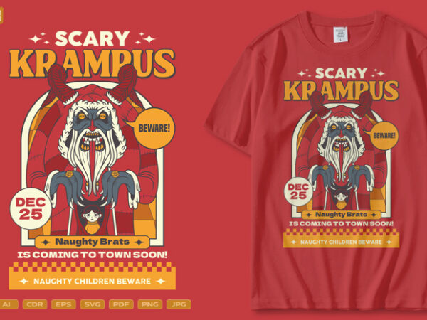 Scary krampus t shirt template vector