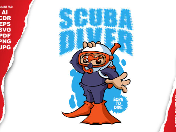 Scuba diver t shirt template vector