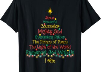 Christian Christmas Jesus Bible Names Xmas Tree Shaped T-Shirt