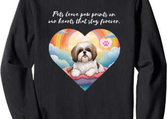 Shih Tzu Memorial Art – Paw Prints on Our Hearts Sweatshirt