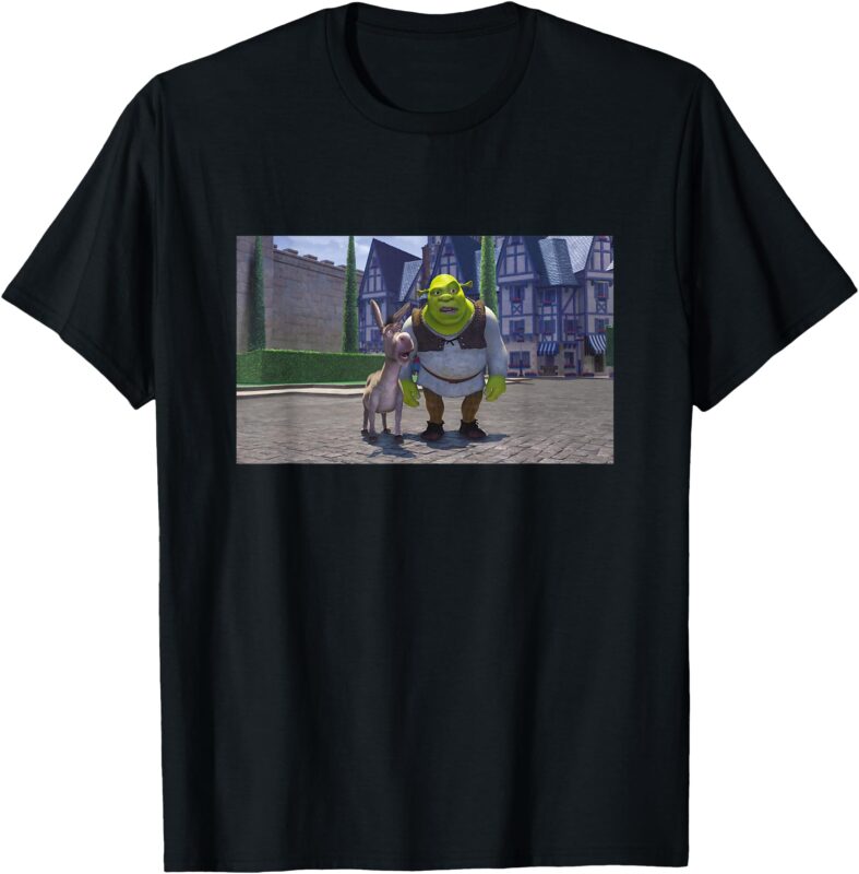 Shrek Iconic Donkey & Shrek Photo Scene Big Chest Poster T-Shirt