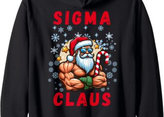 Sigma Claus Funny Christmas Rizzler Santa Rizz Meme Rizzmas Zip Hoodie