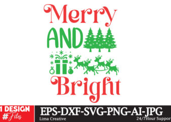 Merry and Bright Sublimation PNG ,Christmas Sublimation Design