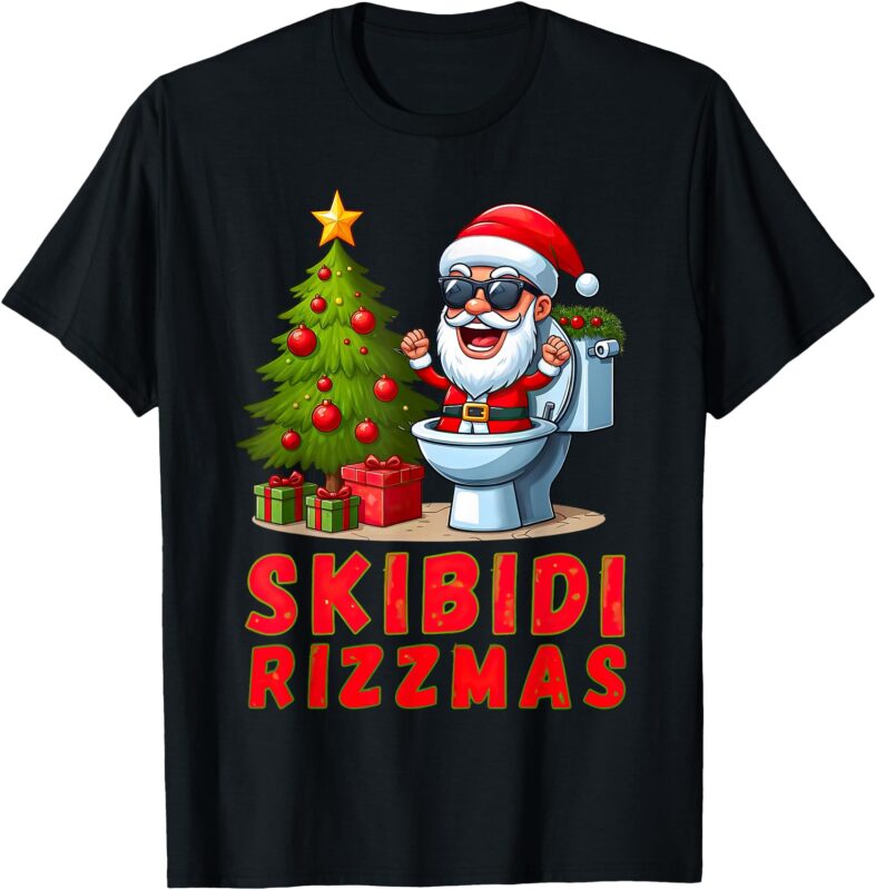 Skibidi Rizzmas Christmas Rizz Funny Santa Claus T-Shirt