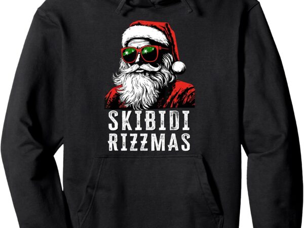 Skibidi rizzmas christmas rizz santa claus charisma kid cool pullover hoodie t shirt template vector