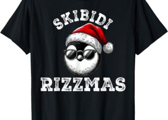 Skibidi Rizzmas Funny Gen Alpha Slang Christmas Penguin T-Shirt