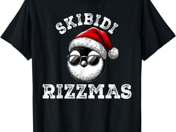 Skibidi rizzmas funny gen alpha slang christmas penguin t-shirt