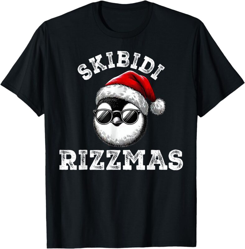 Skibidi Rizzmas Funny Gen Alpha Slang Christmas Penguin T-Shirt